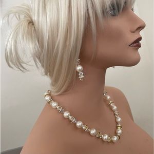 NWT Pearls & Swarovski Crystals Necklace Set